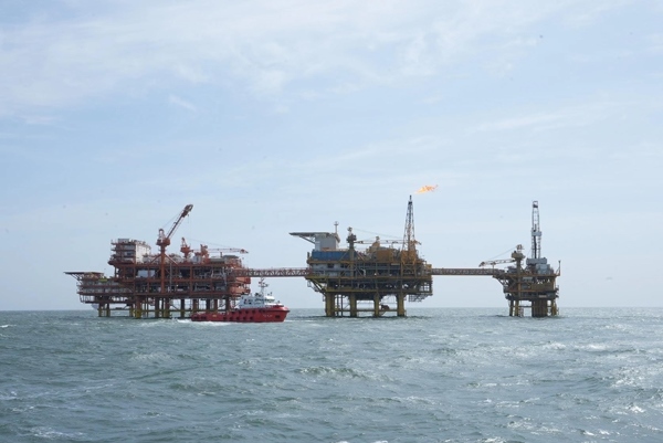 墾利6-1油田海上施工現(xiàn)場(chǎng)。受訪者供圖