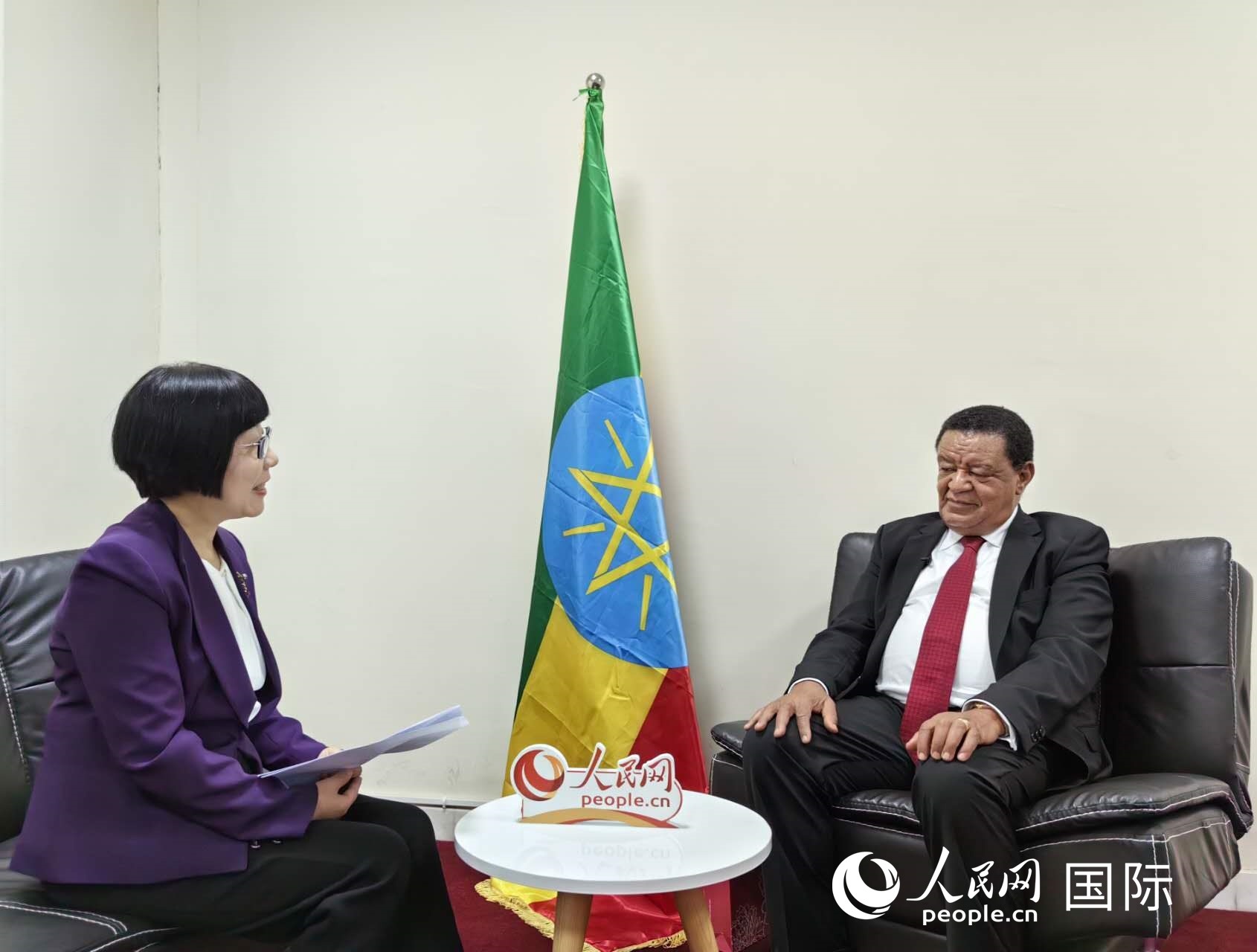 穆拉圖·特肖梅接受人民網(wǎng)記者唐維紅采訪。人民網(wǎng)記者 陳星星攝