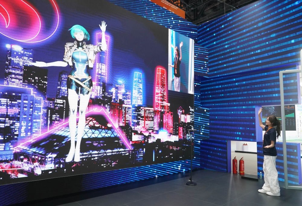 這是9月1日在國(guó)家會(huì)議中心拍攝的一款數(shù)字人。新華社記者 任超 攝