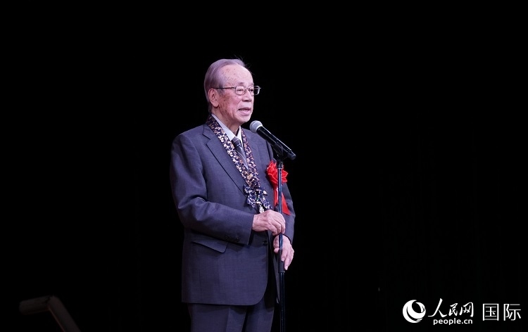 日本前首相福田康夫發(fā)表致辭。人民網(wǎng) 蔣曉辰攝