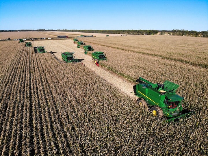 9月20日在位于黑龍江雙鴨山市友誼縣的北大荒農(nóng)業(yè)股份有限公司友誼分公司一地塊拍攝的秋收現(xiàn)場（無人機(jī)照片）。新華社記者 王松 攝