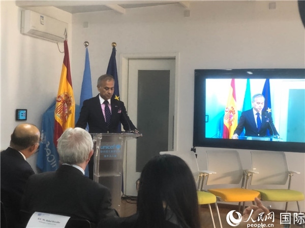 聯(lián)合國駐華協(xié)調(diào)員常啟德在研討會上致辭。 人民網(wǎng)記者 趙健攝