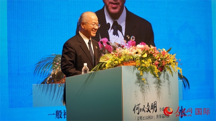 日本日中協(xié)會理事長瀨野清水致辭。人民網 蔣曉辰攝