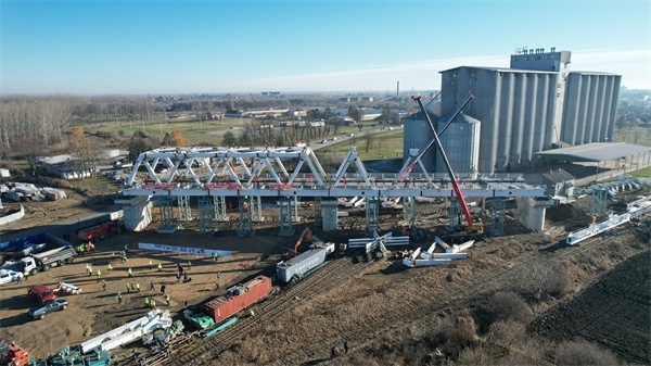 維爾巴斯特大橋鳥瞰。 匈塞鐵路中方聯營體供圖