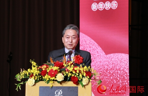 日本前首相鳩山由紀夫致辭。人民網 許可攝