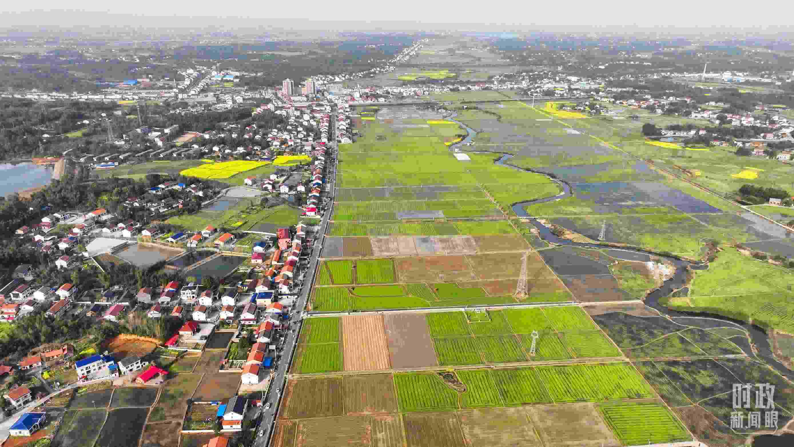 △俯瞰常德市謝家鋪鎮(zhèn)港中坪村。（總臺(tái)國(guó)廣記者李晉拍攝）