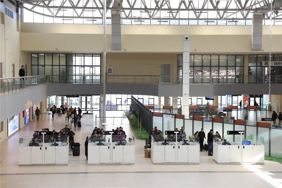 3月24日，扎門烏德口岸通關(guān)現(xiàn)場。駐蒙古使館供圖