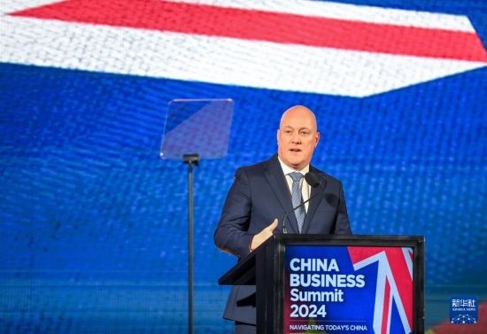 5月20日，新西蘭總理拉克森在奧克蘭出席新西蘭中國商業(yè)峰會并講話。新華社記者 郭磊 攝