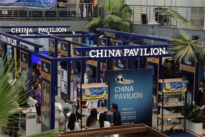 中國聯(lián)合展臺亮相阿拉伯廣播電視節(jié)。主辦方供圖