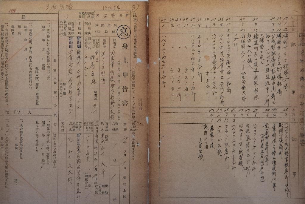 這是7月5日在侵華日軍第七三一部隊罪證陳列館拍攝的731部隊林口162支部《身上申告書》（影印件）。新華社記者 張濤 攝