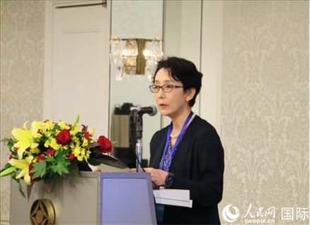 日本貿(mào)易振興機(jī)構(gòu)（JETRO）企劃部海外地區(qū)戰(zhàn)略主管日向裕彌致辭。人民網(wǎng) 許可攝