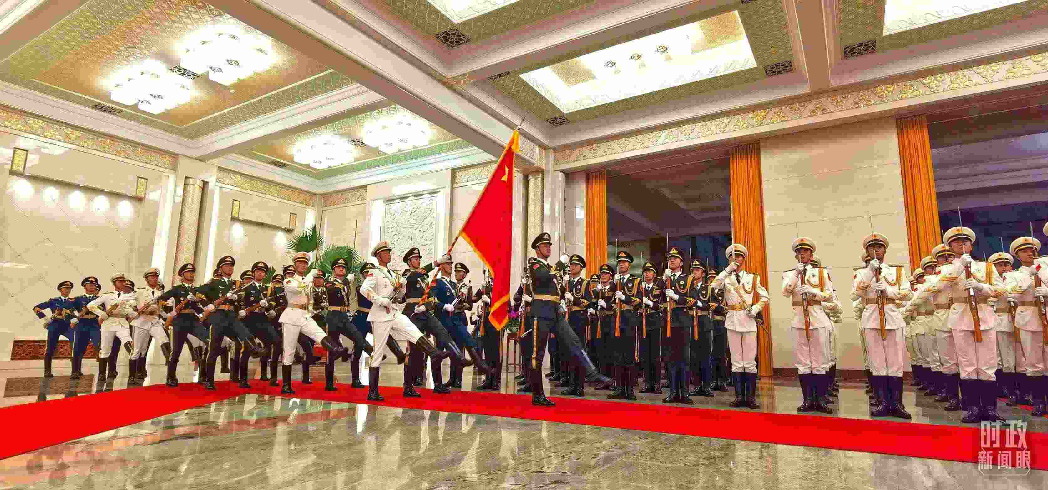 歡迎儀式上的儀仗隊。（總臺央視記者郭鴻拍攝）