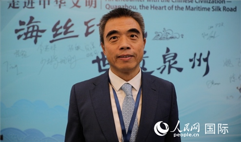 泉州市人民政府副市長姚飛接受人民網采訪。人民網 王婧攝