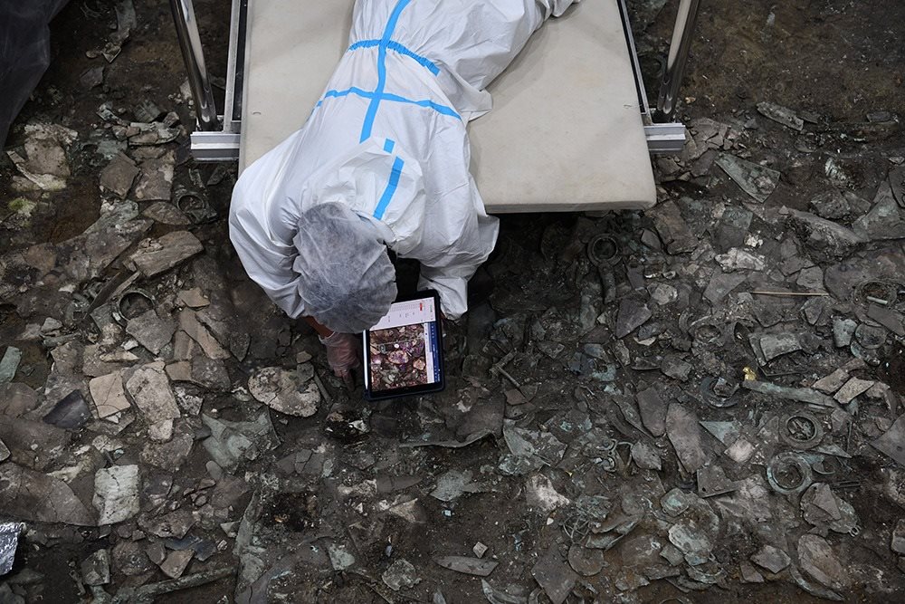 2022年6月28日，四川德陽(yáng)，三星堆7號(hào)祭祀坑發(fā)掘現(xiàn)場(chǎng)。