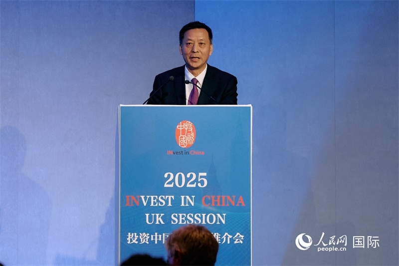 中國駐英國大使館經(jīng)濟商務公使余本林發(fā)表致辭。楊浩鵬攝