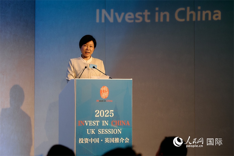 湖南省商務廳廳長龍小紅做商務工作情況推介。楊浩鵬攝。