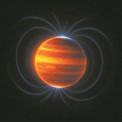 木星磁場(藝術(shù)圖)。圖片來源:物理學(xué)家組織網(wǎng)